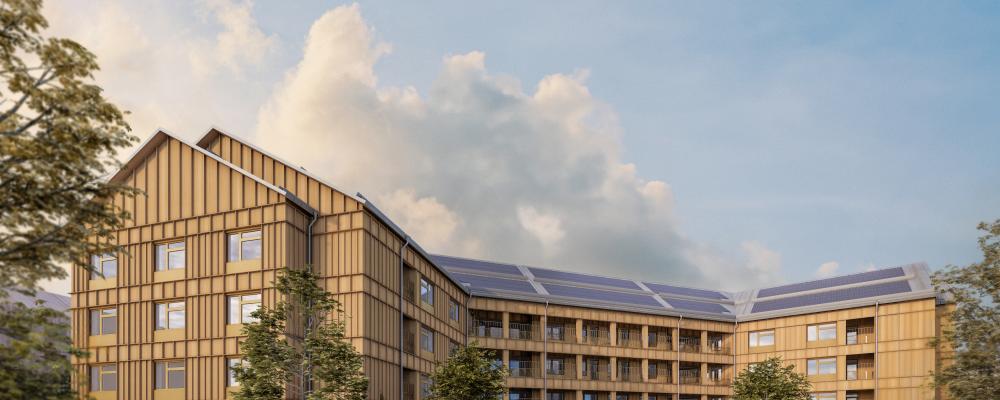 Visualisering över gård. Bild: WHAT! Arkitekttur