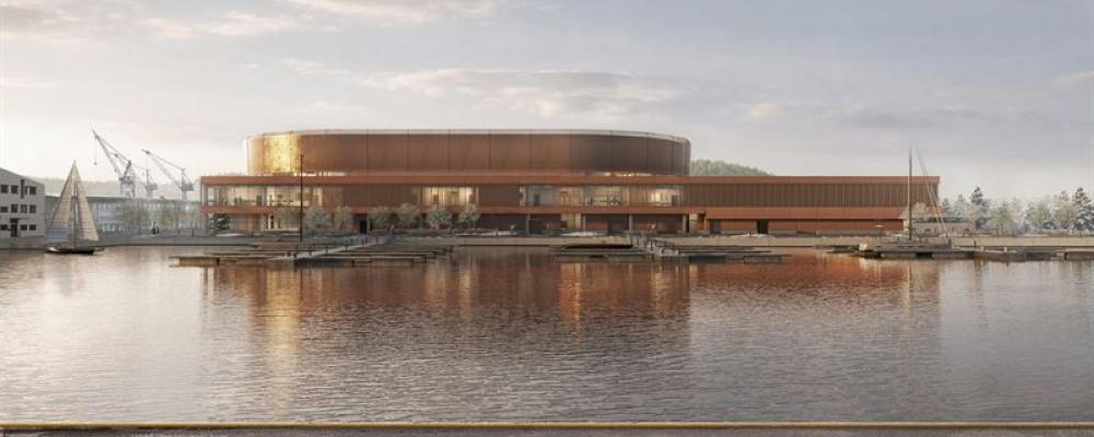 Arena Fredrikstad, en ishall och multiarena i staden.  Illustration: Vesterelva