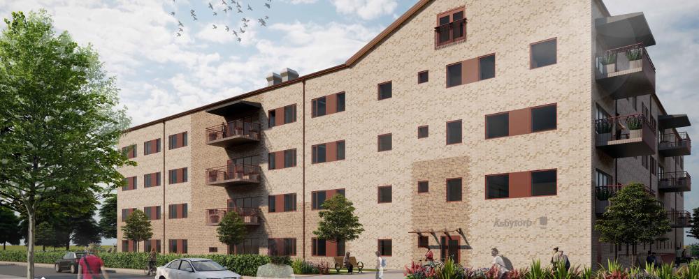 Illustration över Åsbytorps vårdboende i Strövelstorp. Pressbild: Ängelholms kommun