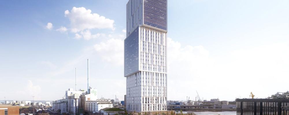 Visualisering av Mindet sett från sydväst, framtagen av Erik Nord Arkitekter på uppdrag av byggherren Olav de Linde.
Fotocred: Olav De Linde