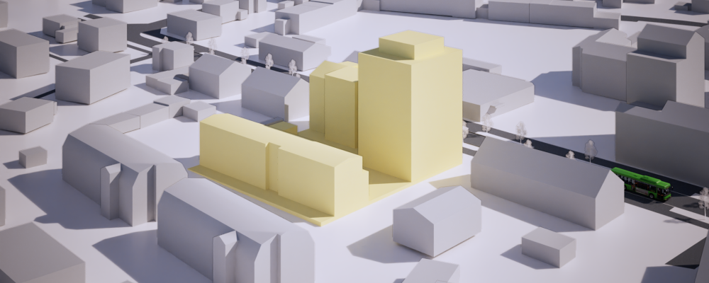 Fågelperspektiv över illustration. Pressbild: Umeå kommun