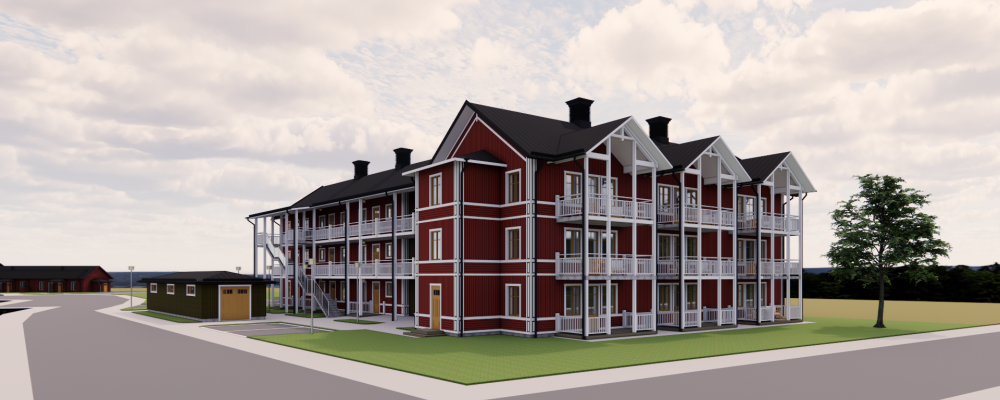 Bostadshus i Hudiksvall.  Pressbild: JSB