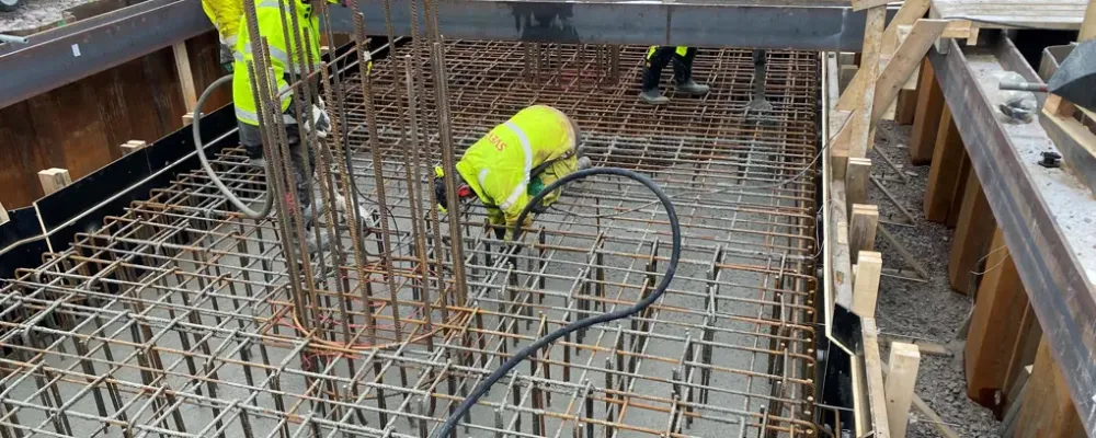 Arbetet med den nya cirkulationsplatsen i Rengsjön Foto: Trafikverket