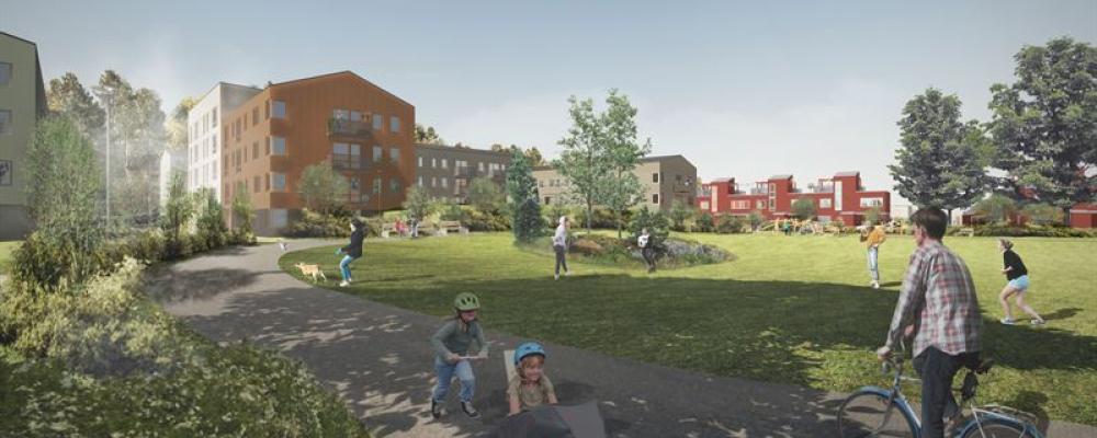 Hagby äng och kulle. Illustration: Österåkers kommun i samarbete med berörda exploatörer och Koncept arkitekt