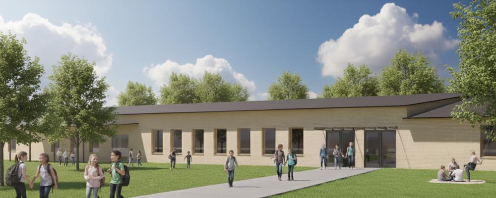 Harmånger Skola Nordanstig - Illustration Huvudentré i söder 2025-09-29.