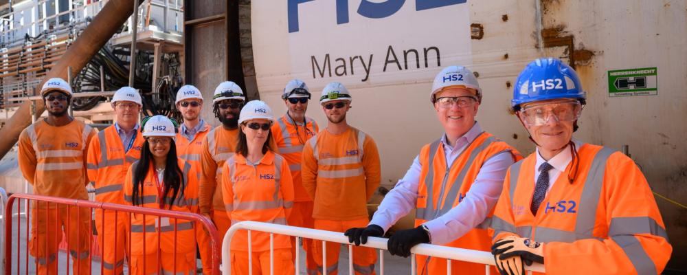 Tunnelborrmaskinen som användes för arbetet fick namnet Mary Ann, ett namn valt av lokalbefolkningen till minne av den brittiska författaren George Eliot, som föddes i regionen. Foto: HS2-projektet