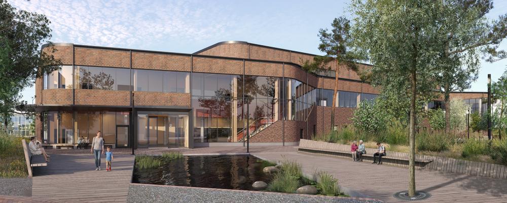 Oceanhamnsbadet exteriört sett från öster. Visionbild: Norconsult