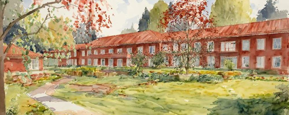 Illustration över äldreboende i Falun. Illustration: SR-K