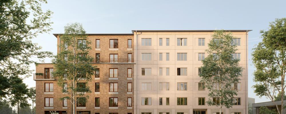 Niam Real Estate och Nordfeldt inleder byggnationen av 131 hyreslägenheter i centrala Upplands Väsby. Bild: Kaminsky Arkitektur, Jacob Henell.