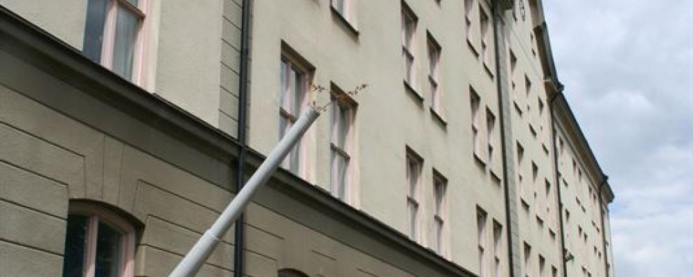 Kasernbyggnad vid Luftvärnsregementet, Lv6, i Halmstad. Pressbild: NCC