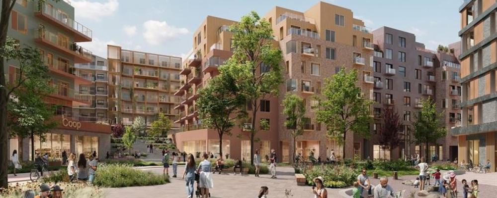 Bostadsprojekt i Mollestroket i Vestby, Norge. Pressbild: Peab