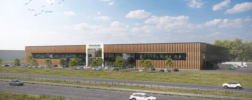 Illustration Grimsholm Innovation Center i Falkenberg. Pressbild: GBJ Bygg AB