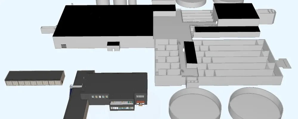 Illustration över avloppsreningsverket enligt senaste underlaget. Visionsbild: Lidköping miljö och teknik