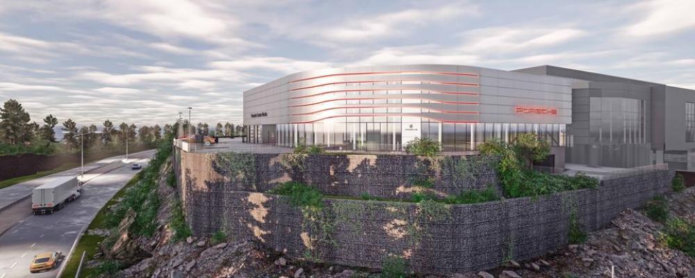Porsche Center i Nacka, strax söder om Stockholm. Pressbild: Din Bil