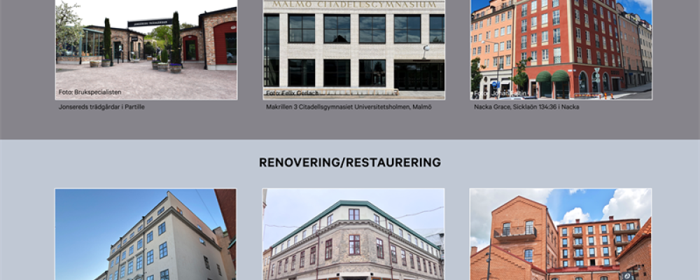 Årets Fasad nominerade. Pressbild: Mur & Putsföretagen