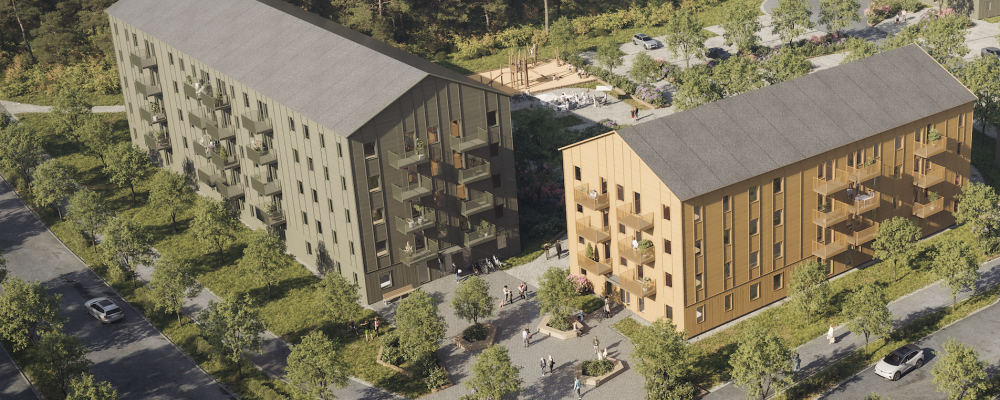 140 lägenheter planeras vid Kronanvägen i Luleå.  Pressbild: Norrlandsfonden