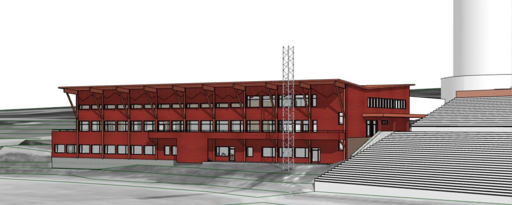 Event - och prestationscenter som ska byggas på Nationalarenan i Östersund. Illustration: Svenska Skidskytteförbundet