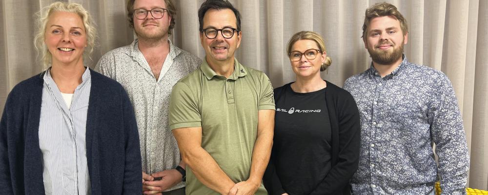 Grundare av det nya bolaget Structor Miljö Väst. Från vänster: Ulrika Almkvist, David Bäckström, Anders Bank, Åsa Bank och Simon Oskarsson. Foto: Structor