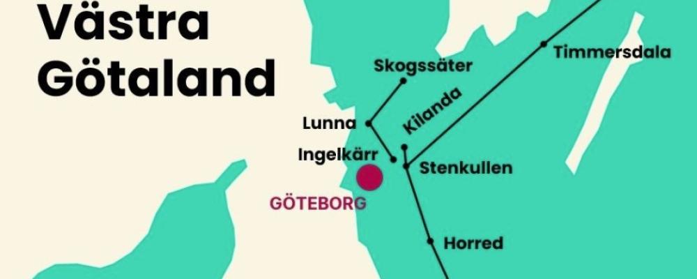 Översiktsbild på var  45 mil kraftledning ska gå. Pressbild: Svenska kraftnät