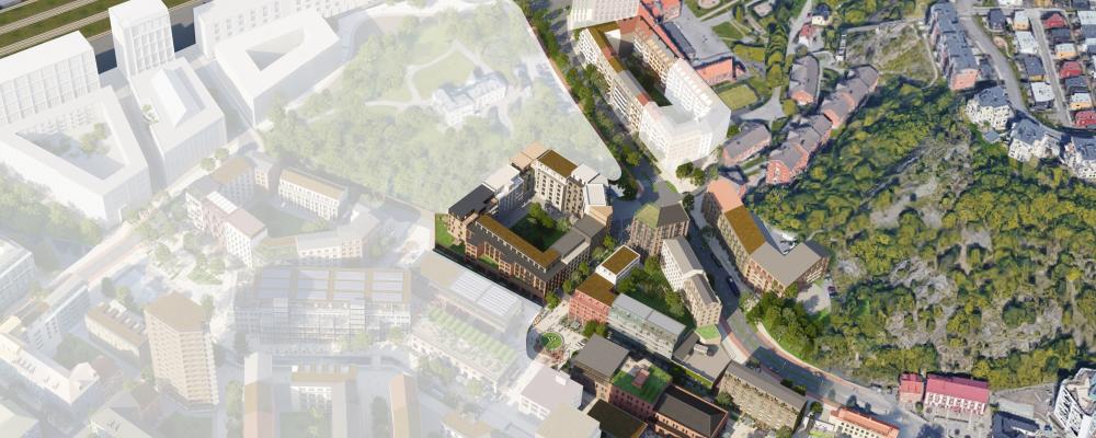Visisonsbild: MölndalaFastighets AB/TMRW: Här är första etappen markerad som planeras vara klar 2027-2028.