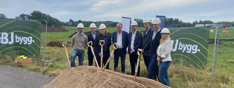Första spadtaget för Grimsholm Innovation Center. Pressbild: GBJ Bygg AB