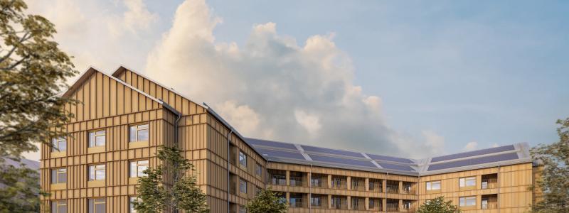 Visualisering över gård. Bild: WHAT! Arkitekttur