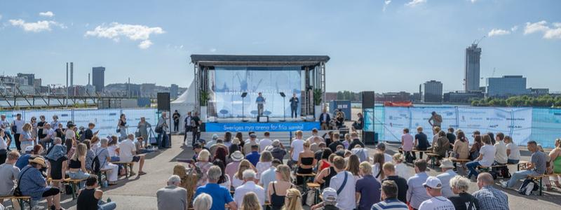 Ulf Kristersson talar på Frihamnsdagarna 2022. Foto: Tommy Winterskiöld Vestlie. Av: Tommy Winterskiöld Vestlie