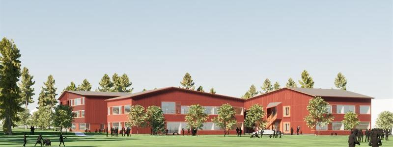 Hokksund skola. Illustrtion: Skanska