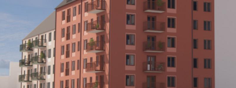 Stångåstaden bygger 43 nya lägenheter på Folkungavallen. Illustration: ARQLY