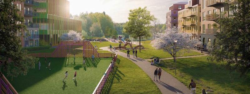 Visionsbild över den planerade Salemparken. Illustration: Liljewall