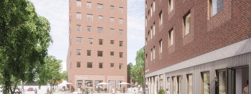 Publika stråk, trygga bostadsmiljöer med gårdar skapar liv på campus under dygnets alla timmar.
