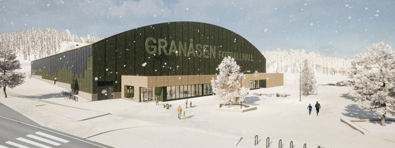 Granåsen Fotballhall. Illustration: Asplan Viak