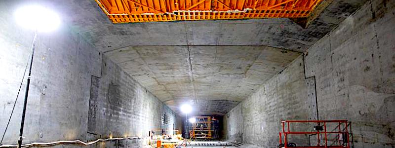 Fehmarnbält-tunneln tar form. Det nyligen färdigställda segmentet är 217 meter långt och delas upp i nio delar, så kallade sektioner. Foto: Fehmarnbält-tunnel-projektet (Femern Link Contractors (FLC))