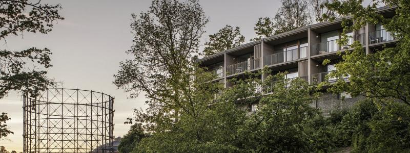Bostadskvarteret Bergsvåg på Horthagsberget i Norra Djurgårdsstaden. Foto: VELFAC