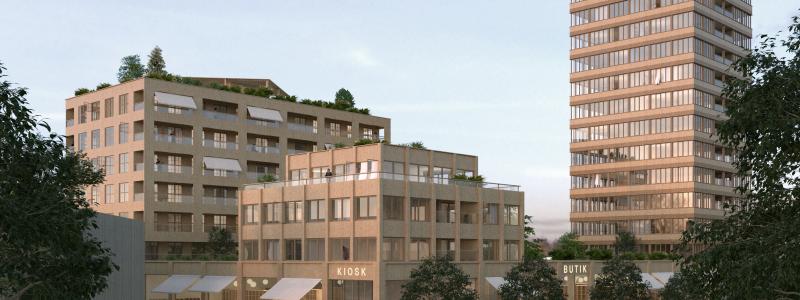 Visionsbild Lindome centrum. bild: Olsson Lyckefors Arkitektur