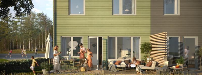 Brf Hjortrongränd i Skellefteå. Illustration: Riksbyggen