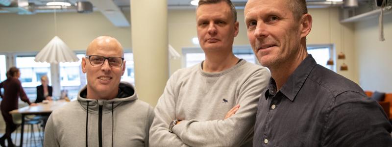 Från vänster: Reidar Hagner, Kenneth Hammarstedt och Peter Norberg, Develog AB. Foto:  BizMaker