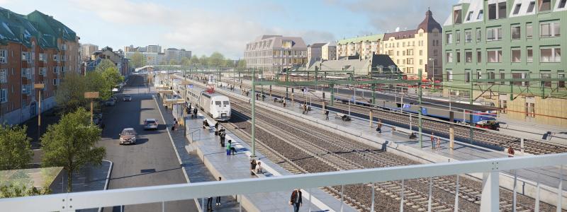 Kanske en framtida vy från Trädgårdslänken över det nya stationsområdet och Karlstads resecentrum.
Foto: White