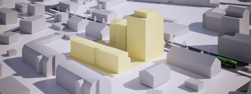 Fågelperspektiv över illustration. Pressbild: Umeå kommun