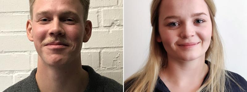 Fredrik Hakegård och Karolina Ljungström tilldelas priset Bästa examensarbete i fastighetsrätt 2022. Foto: Privat