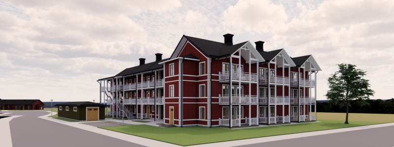 Bostadshus i Hudiksvall.  Pressbild: JSB