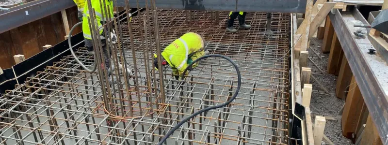 Arbetet med den nya cirkulationsplatsen i Rengsjön Foto: Trafikverket