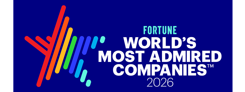 Fortune logga 2026. Skanska utsett till ett av världens mest beundrade företag av Fortune. Pressbild: Fortune