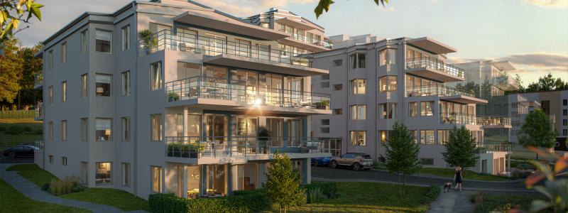 Visualisering av brf Fyrbåken med terrasser mot Mälaren.  Pressbild: HSB Regionalt