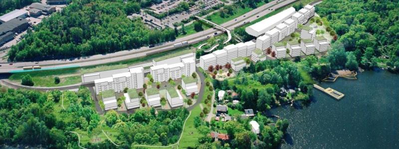 Översiktsbild över den planerade bebyggelsen i Klockelund.