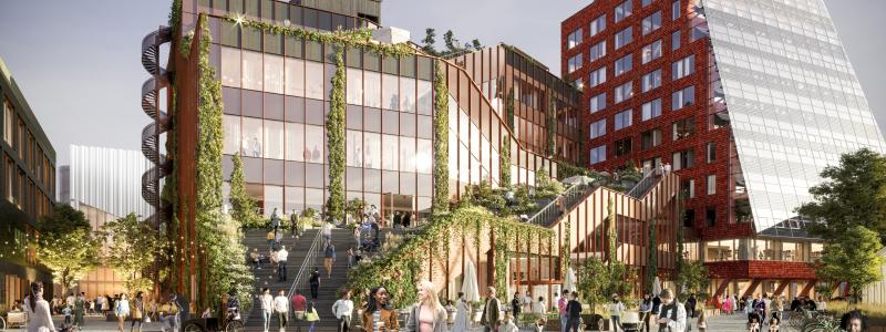 Drivbänken kommer ha en inbjudande, grönskande trappa. Illustration: Granitor Propertie