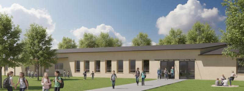 Harmånger Skola Nordanstig - Illustration Huvudentré i söder 2025-09-29.