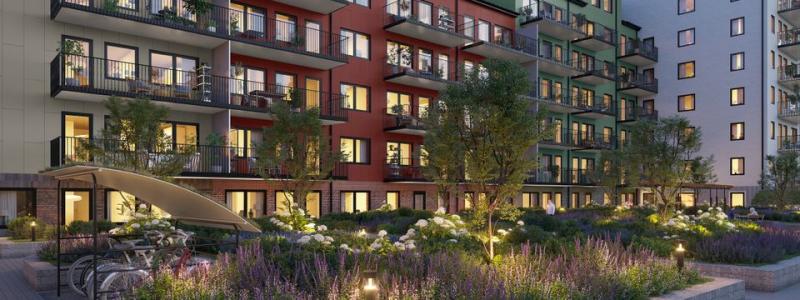 Vy från gården. Visionsbild. Studio Ekberg