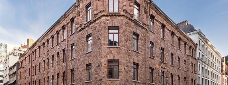 Vildmannen 7 har en för Stockholm helt unik fasad. Fågelskulpturerna på byggnadens taknock är placerade så att för den som står på marken och ser på fåglarna är det med himlen som fond. Foto: Erik G Svensson
