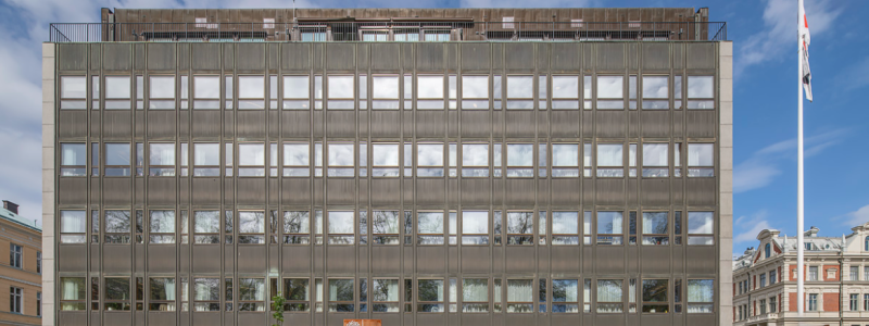 Natur & Kulturs förlagshus på Karlavägen i Stockholm. Pressbild: Studio Stockholm